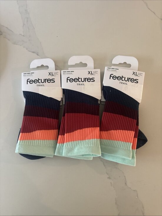 Feetures Other - 3 Pairs Feetures Socks Trail Max Cushion Mini-Crew Ascent Navy XL